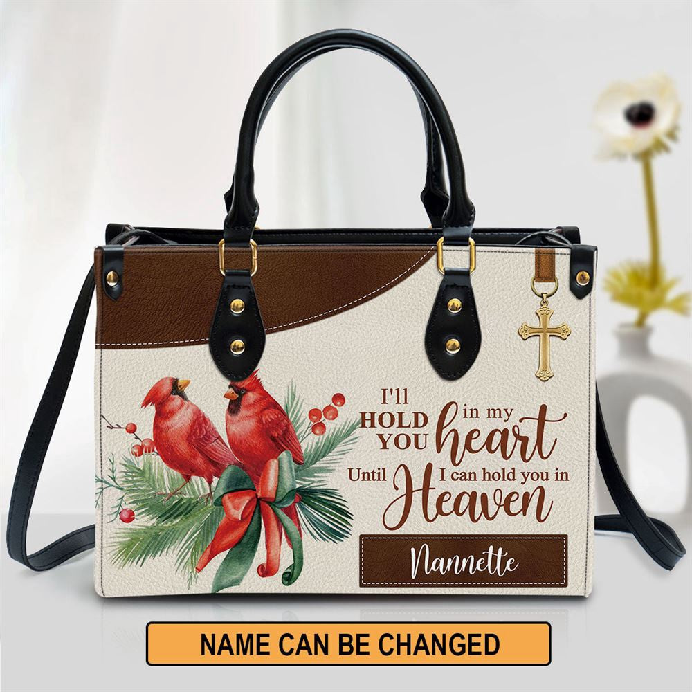Christian Handbags, Personalized Cardinal Bird Leather Handbag, Iâ€˜ll Hold You In My Heart Leather Handbag, Gifts Of God, Religious Bag, Christian Bag