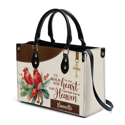 Christian Handbags, Personalized Cardinal Bird Leather Handbag, Iâ€˜ll Hold You In My Heart Leather Handbag, Gifts Of God, Religious Bag, Christian Bag