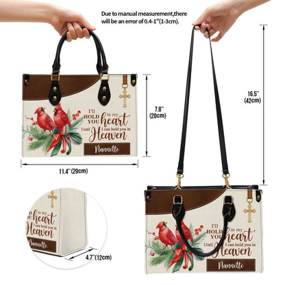 Christian Handbags, Personalized Cardinal Bird Leather Handbag, Iâ€˜ll Hold You In My Heart Leather Handbag, Gifts Of God, Religious Bag, Christian Bag