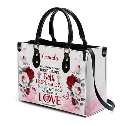 Christian Handbags, Personalized Corinthians 1313 Inspirational Gifts With Bible Verse For Christian Women Leather Handbag With Handle, Christian Bag