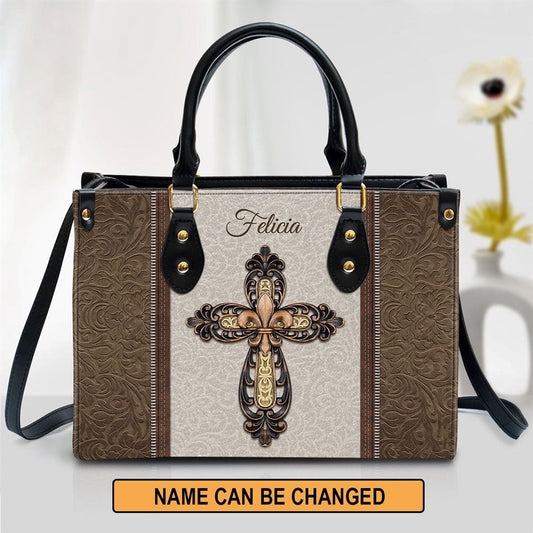 Christian Handbags, Personalized Cross Leather Handbag With Handle, Gifts Of God, Religious Bag, Christian Bag