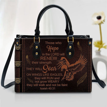 Christian Handbags, Personalized Eagle Those Who Hope In The Lord Will Renew Their Strength Leather Handbag, Religious Bag, Christian Bag