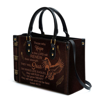 Christian Handbags, Personalized Eagle Those Who Hope In The Lord Will Renew Their Strength Leather Handbag, Religious Bag, Christian Bag