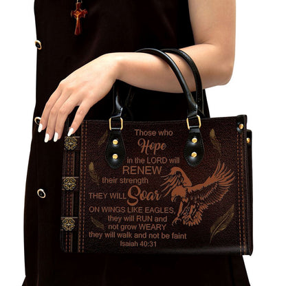 Christian Handbags, Personalized Eagle Those Who Hope In The Lord Will Renew Their Strength Leather Handbag, Religious Bag, Christian Bag