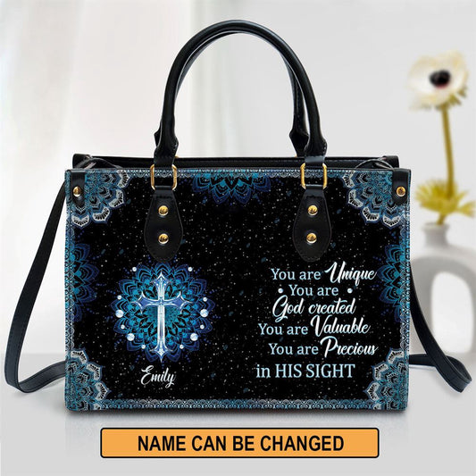 Christian Handbags, Personalized Elegant You Are Precious In His Sight Leather Handbag, Religious Bag, Christian Bag