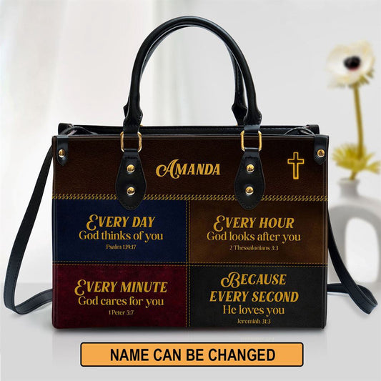 Christian Handbags, Personalized Everyday God Thinks Of You Leather Handbag, Religious Bag, Christian Bag