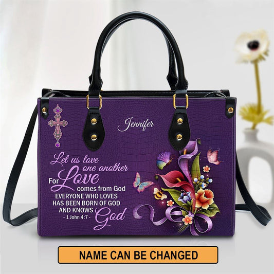 Christian Handbags, Personalized Everyone Who Loves Has Heen Born Of God And Knows God Leather Handbag, Religious Bag, Christian Bag