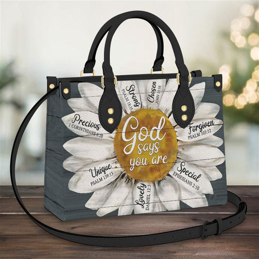 Christian Handbags, Personalized Faith Daisy Leather Handbag, Best Mother's Day Gifts, Religious Bag, Christian Bag