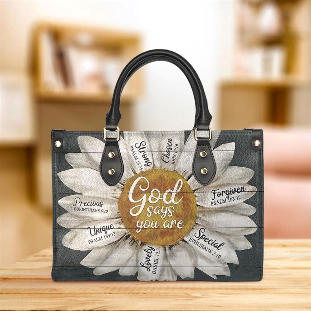 Christian Handbags, Personalized Faith Daisy Leather Handbag, Best Mother's Day Gifts, Religious Bag, Christian Bag