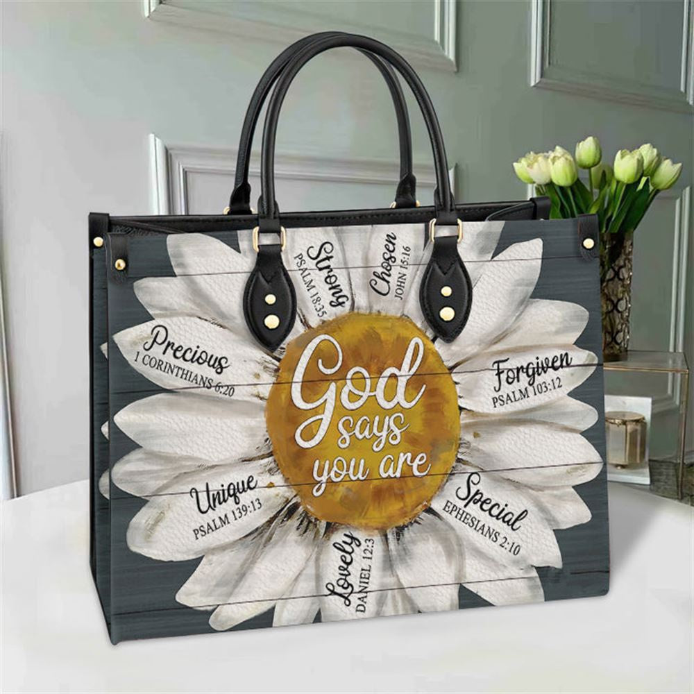 Christian Handbags, Personalized Faith Daisy Leather Handbag, Best Mother's Day Gifts, Religious Bag, Christian Bag
