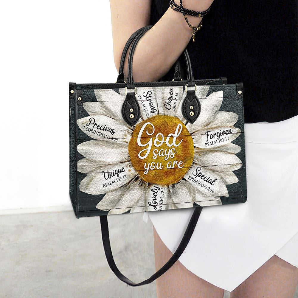Christian Handbags, Personalized Faith Daisy Leather Handbag, Best Mother's Day Gifts, Religious Bag, Christian Bag