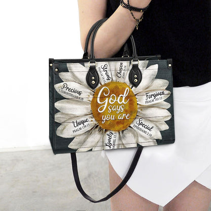 Christian Handbags, Personalized Faith Daisy Leather Handbag, Best Mother's Day Gifts, Religious Bag, Christian Bag