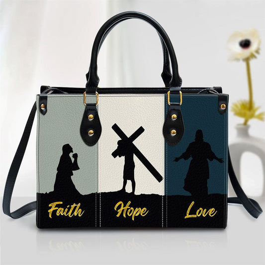 Christian Handbags, Personalized Faith Hope Love, Lovely Leather Handbag, Religious Bag, Christian Bag