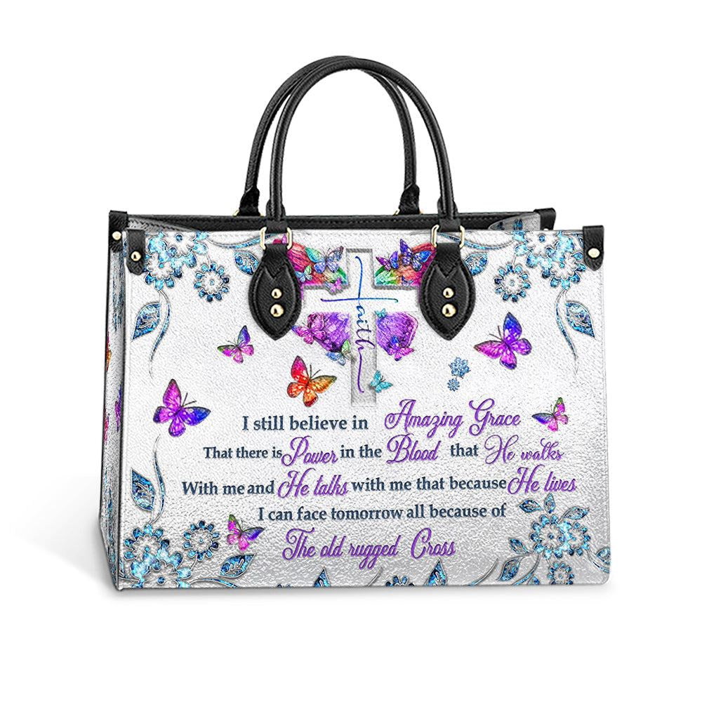 Christian Handbags, Personalized Faith I Still Believe 3 Leather Handbag, Gift For Grandmothers, Religious Bag, Christian Bag