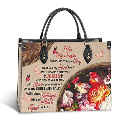 Christian Handbags, Personalized Faith Surrounded By Your Glory 5 Leather Handbag, Gift For Grandmothers, Religious Bag, Christian Bag