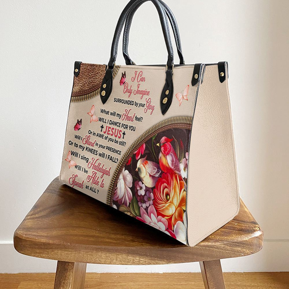 Christian Handbags, Personalized Faith Surrounded By Your Glory 5 Leather Handbag, Gift For Grandmothers, Religious Bag, Christian Bag
