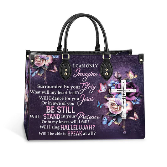 Christian Handbags, Personalized Faith Surrounded By Your Glory Leather Handbag, Gift For Grandmothers, Religious Bag, Christian Bag