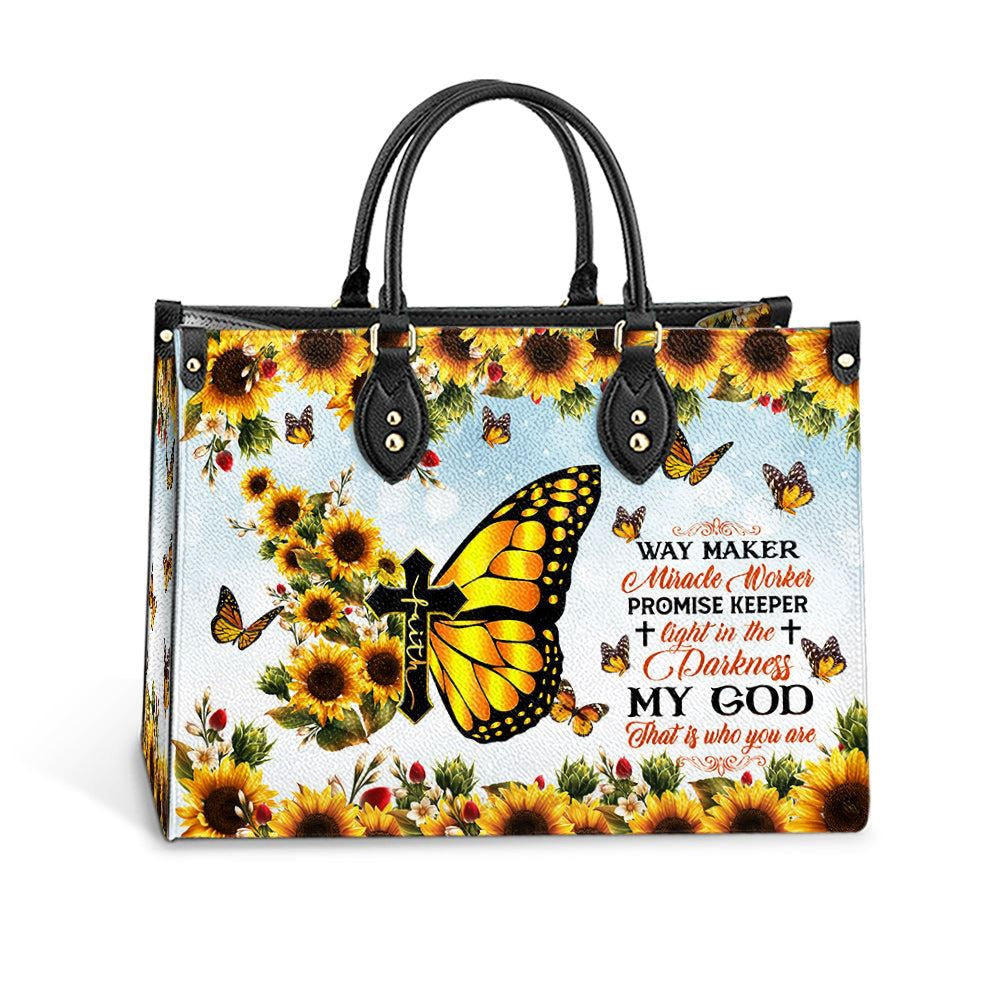 Christian Handbags, Personalized Faith Way Maker 1 Leather Handbag, Gift For Grandmothers, Religious Bag, Christian Bag