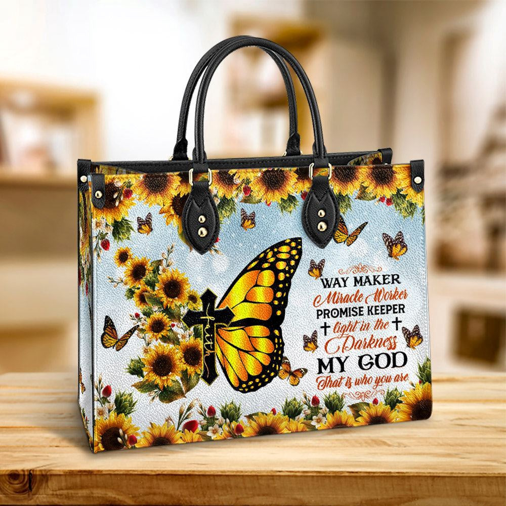 Christian Handbags, Personalized Faith Way Maker 1 Leather Handbag, Gift For Grandmothers, Religious Bag, Christian Bag