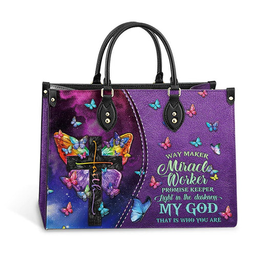 Christian Handbags, Personalized Faith Way Maker 2 Leather Handbag, Gift For Grandmothers, Religious Bag, Christian Bag