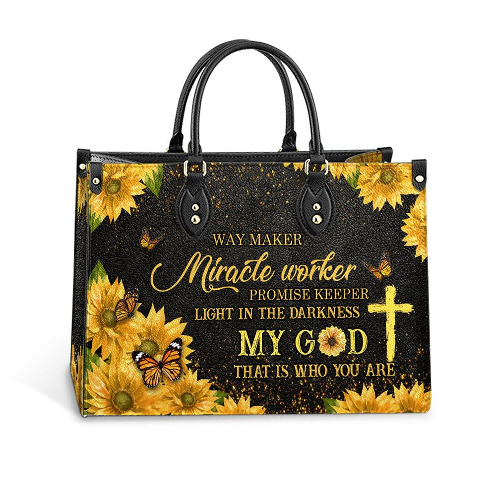 Christian Handbags, Personalized Faith Way Maker 3 Leather Handbag, Gift For Grandmothers, Religious Bag, Christian Bag