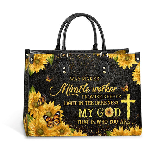 Christian Handbags, Personalized Faith Way Maker 3 Leather Handbag, Gift For Grandmothers, Religious Bag, Christian Bag