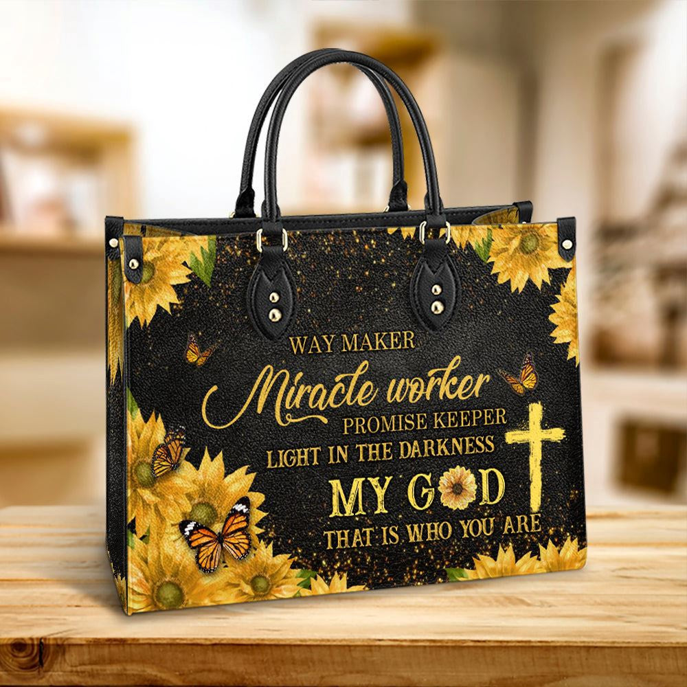 Christian Handbags, Personalized Faith Way Maker 3 Leather Handbag, Gift For Grandmothers, Religious Bag, Christian Bag