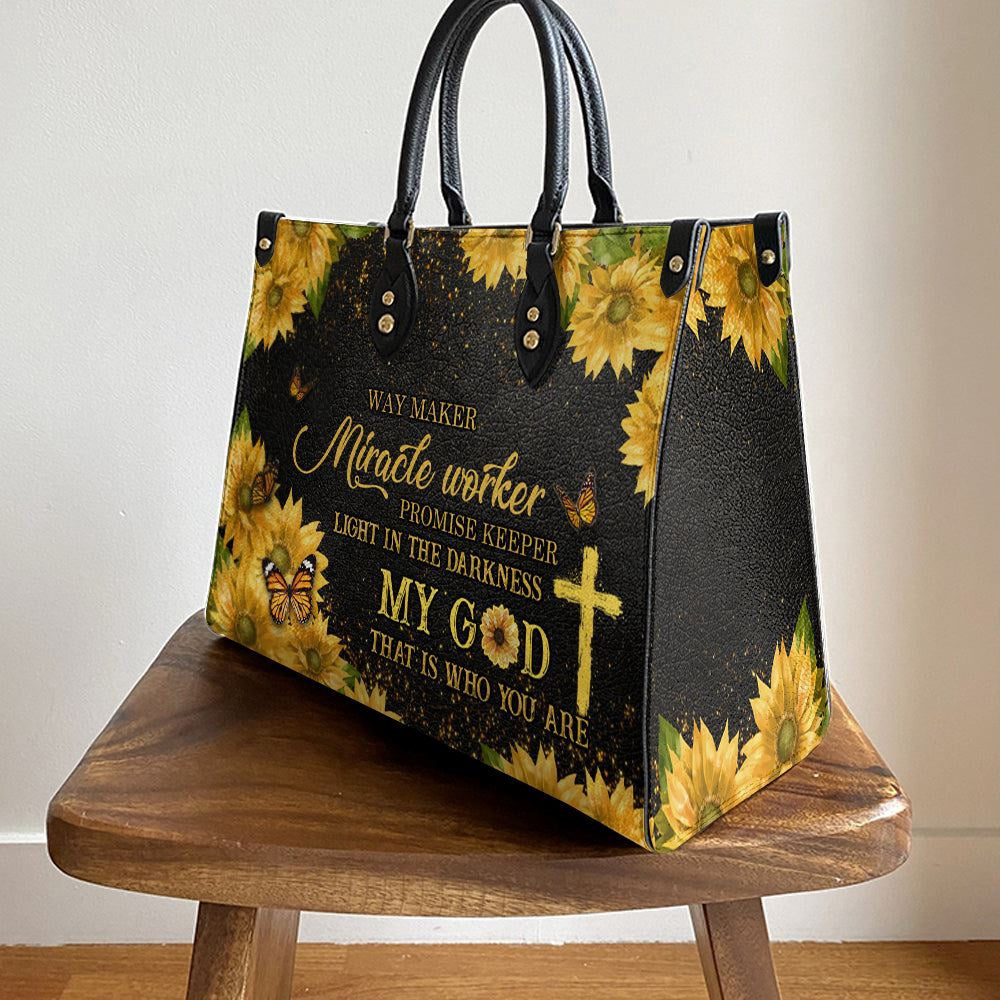 Christian Handbags, Personalized Faith Way Maker 3 Leather Handbag, Gift For Grandmothers, Religious Bag, Christian Bag