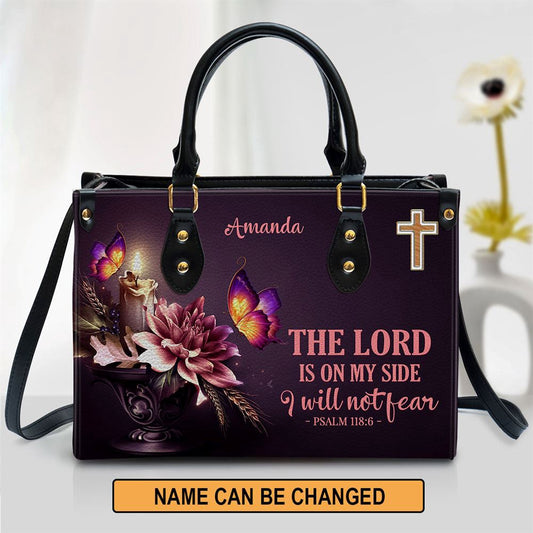 Christian Handbags, Personalized Flower I Will Not Fear Leather Handbag, Religious Bag, Christian Bag
