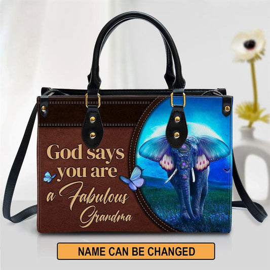 Christian Handbags, Personalized God Says You Are A Fabulous Grandma Leather Handbag, Religious Bag, Christian Bag