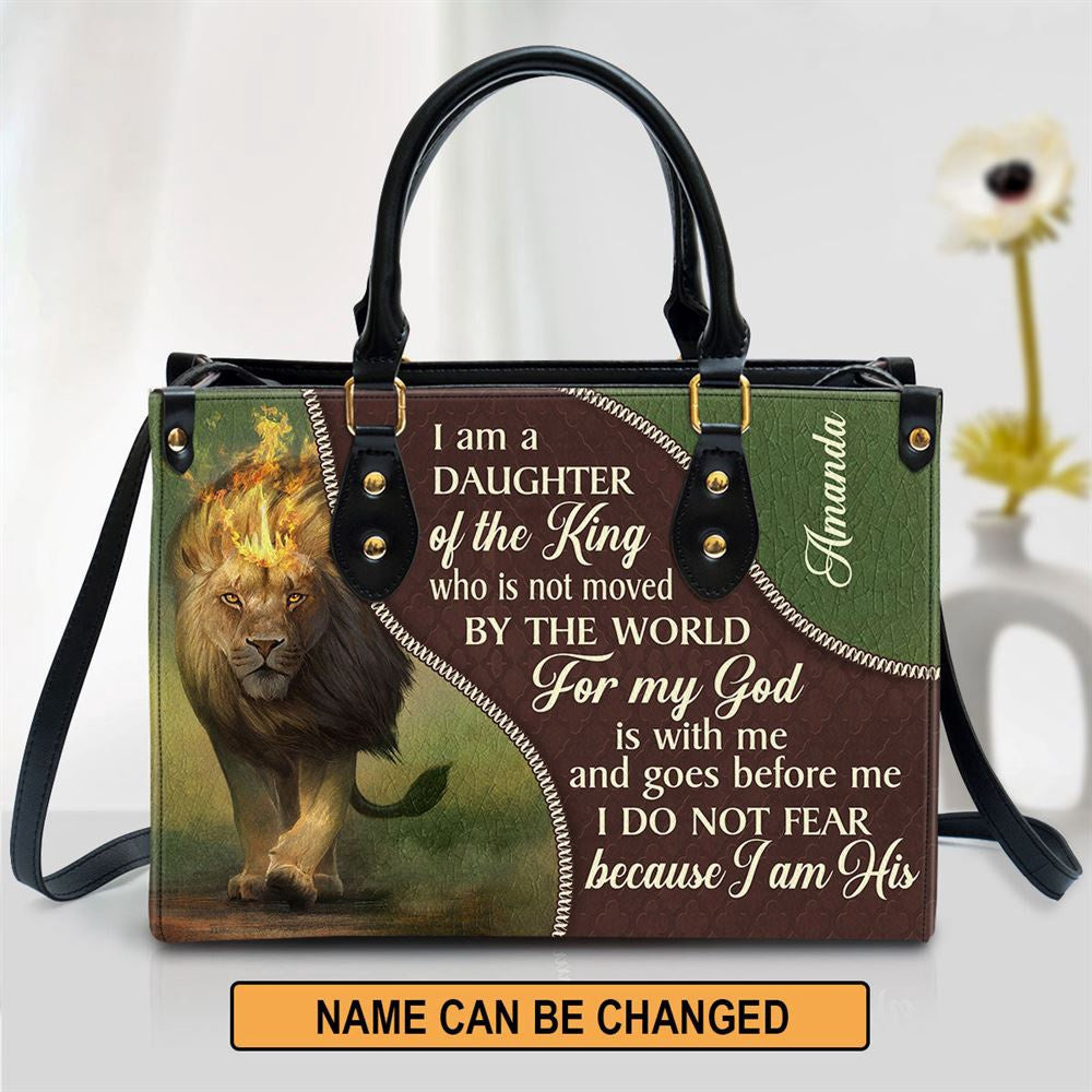 Christian Handbags, Personalized I Am A Daughter Of The King Unique Lion Leather Handbag, Religious Bag, Christian Bag