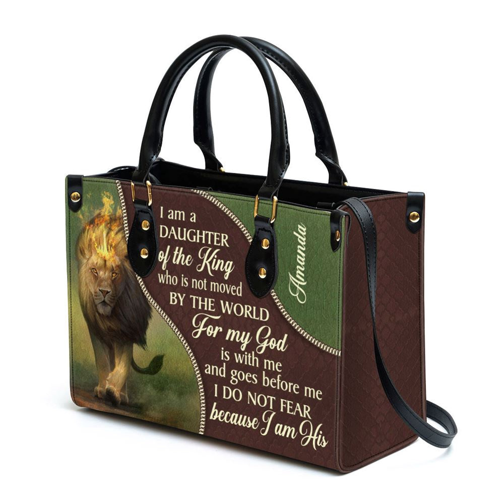Christian Handbags, Personalized I Am A Daughter Of The King Unique Lion Leather Handbag, Religious Bag, Christian Bag
