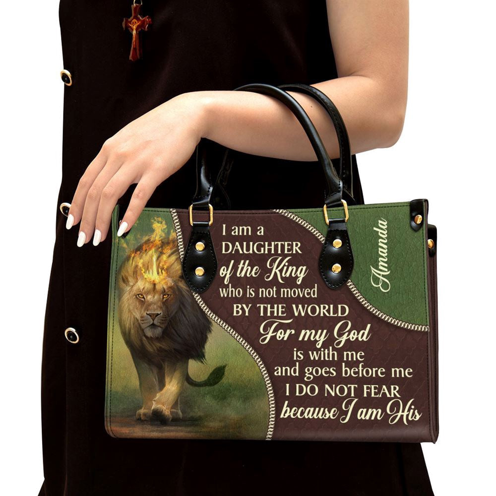 Christian Handbags, Personalized I Am A Daughter Of The King Unique Lion Leather Handbag, Religious Bag, Christian Bag