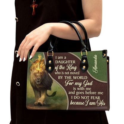 Christian Handbags, Personalized I Am A Daughter Of The King Unique Lion Leather Handbag, Religious Bag, Christian Bag