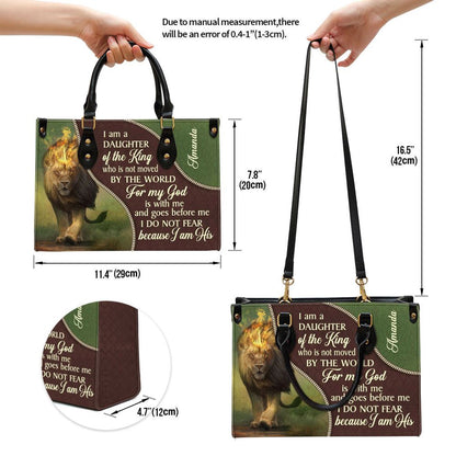 Christian Handbags, Personalized I Am A Daughter Of The King Unique Lion Leather Handbag, Religious Bag, Christian Bag
