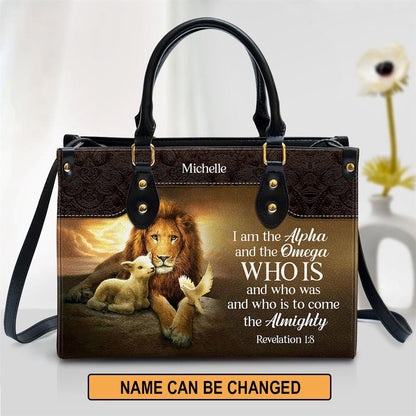 Christian Handbags, Personalized I Am The Alpha And The Omega Lovely Leather Handbag, Religious Bag, Christian Bag