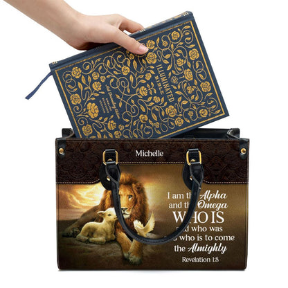 Christian Handbags, Personalized I Am The Alpha And The Omega Lovely Leather Handbag, Religious Bag, Christian Bag