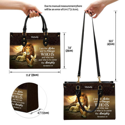 Christian Handbags, Personalized I Am The Alpha And The Omega Lovely Leather Handbag, Religious Bag, Christian Bag