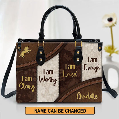Christian Handbags, Personalized I Am Worthy Unique Unicorn Leather Handbag, Religious Bag, Christian Bag