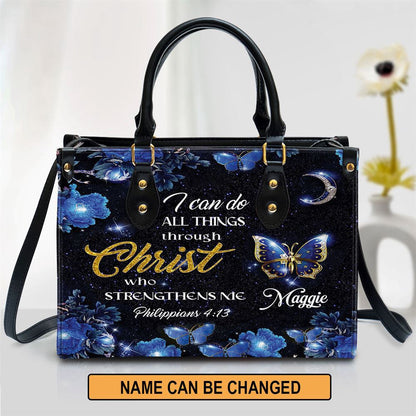 Christian Handbags, Personalized I Can Do All Things Through Christ Pretty Leather Handbag, Religious Bag, Christian Bag