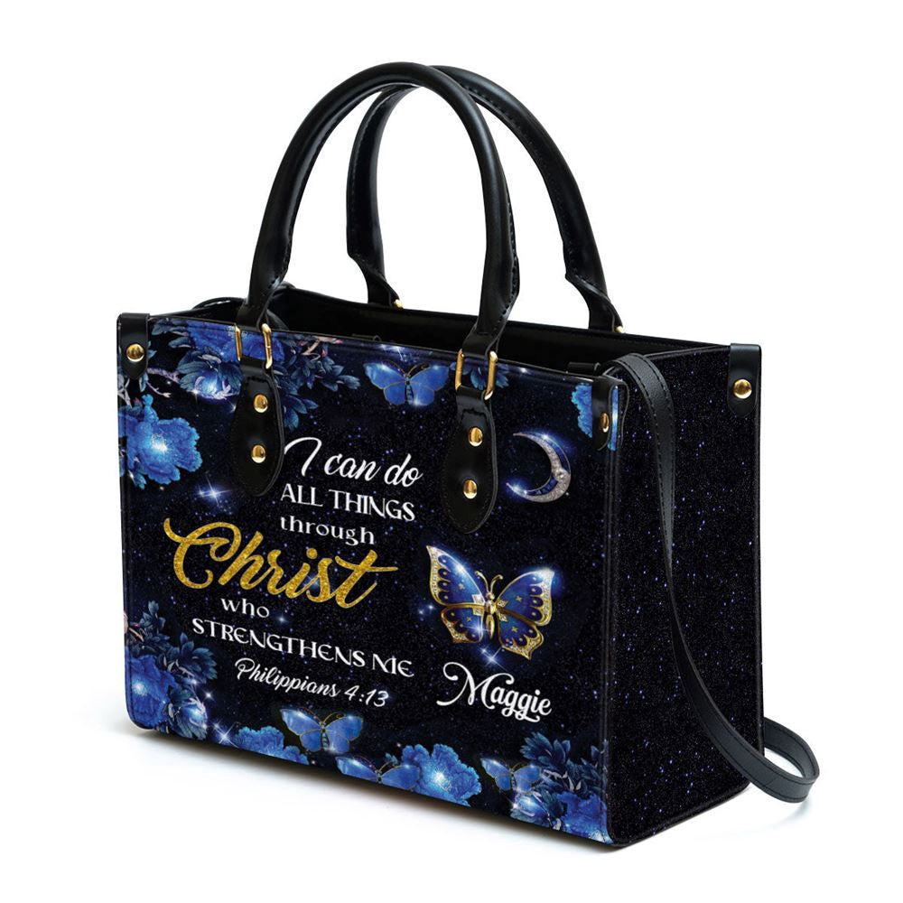 Christian Handbags, Personalized I Can Do All Things Through Christ Pretty Leather Handbag, Religious Bag, Christian Bag