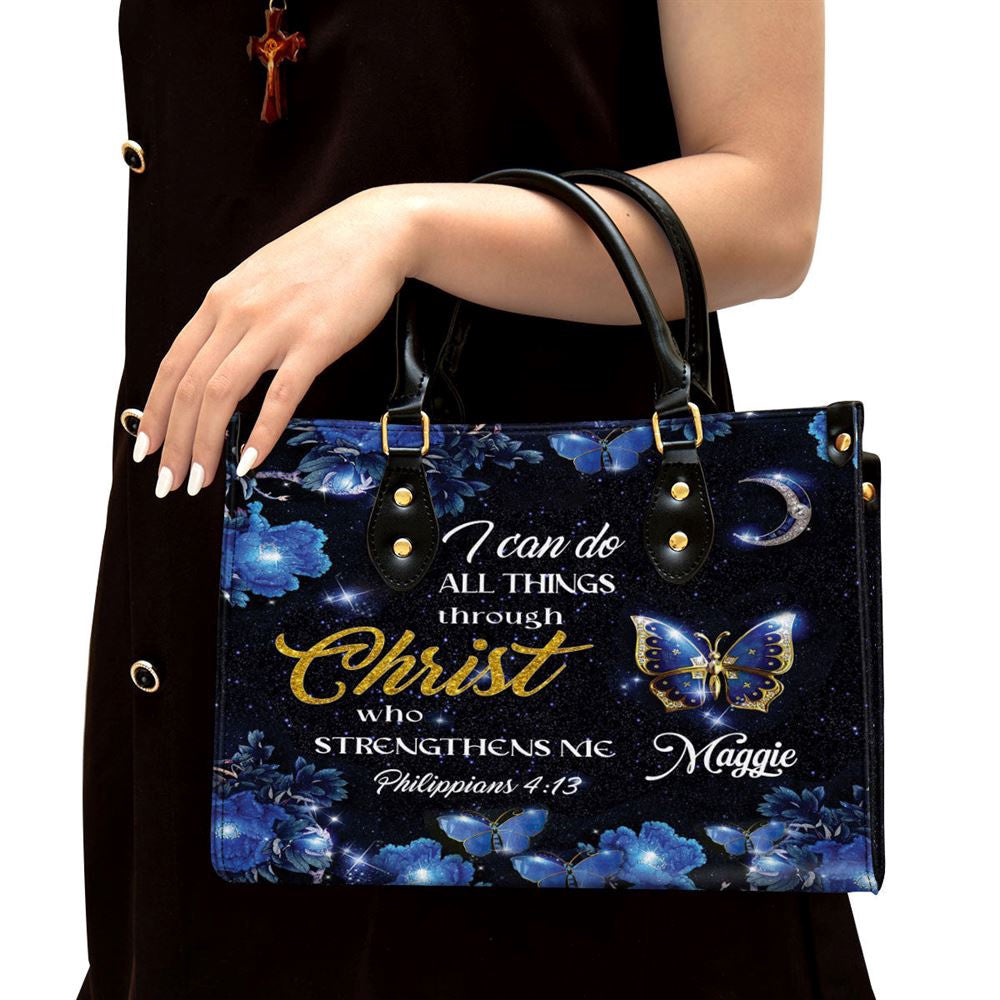 Christian Handbags, Personalized I Can Do All Things Through Christ Pretty Leather Handbag, Religious Bag, Christian Bag