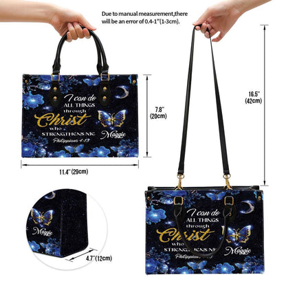 Christian Handbags, Personalized I Can Do All Things Through Christ Pretty Leather Handbag, Religious Bag, Christian Bag