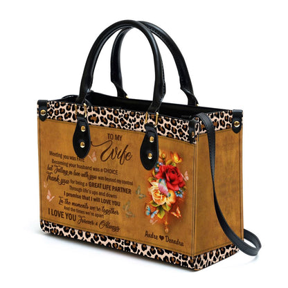 Christian Handbags, Personalized I Love You Forever And Always Leather Handbag, Custom Name Flower Leather Handbag For Wife, Christian Bag