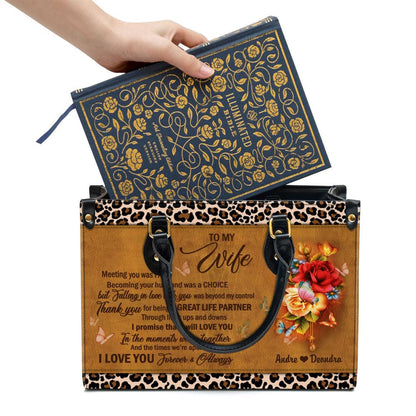 Christian Handbags, Personalized I Love You Forever And Always Leather Handbag, Custom Name Flower Leather Handbag For Wife, Christian Bag
