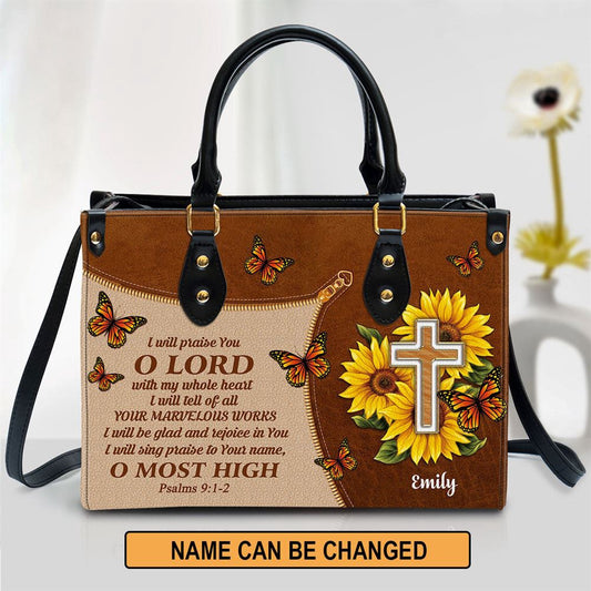 Christian Handbags, Personalized I Will Be Glad And Rejoice In You Gorgeous Leather Handbag, Religious Bag, Christian Bag