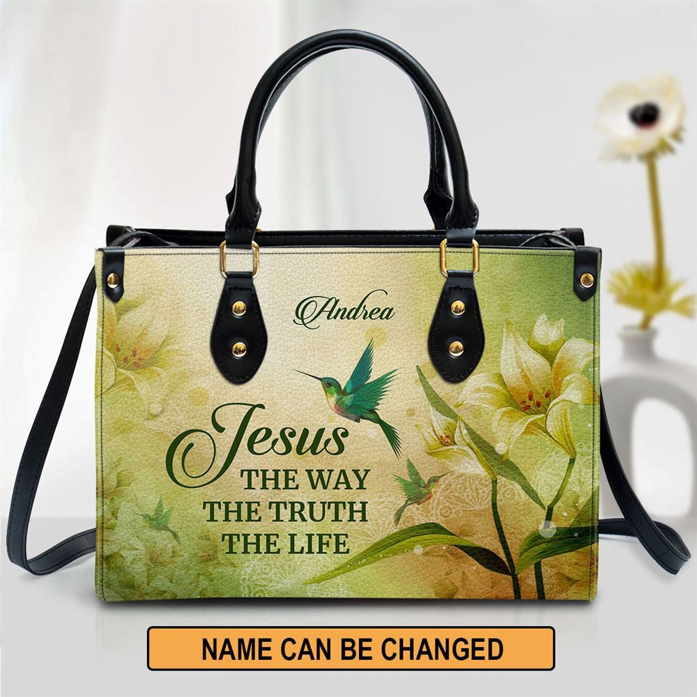 Christian Handbags, Personalized Jesus The Way The Truth The Life Leather Handbag With Handle, Religious Bag, Christian Bag