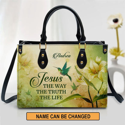 Christian Handbags, Personalized Jesus The Way The Truth The Life Leather Handbag With Handle, Religious Bag, Christian Bag