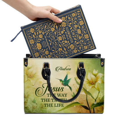 Christian Handbags, Personalized Jesus The Way The Truth The Life Leather Handbag With Handle, Religious Bag, Christian Bag