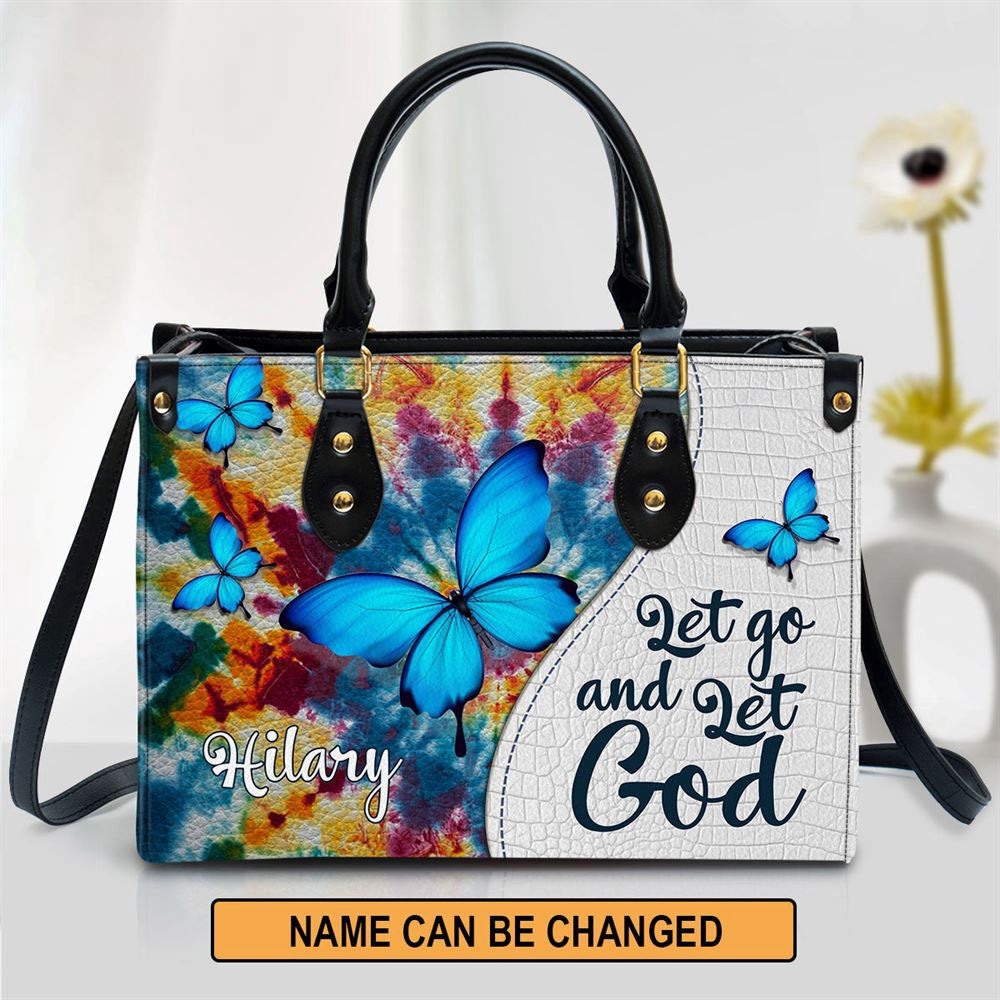 Christian Handbags, Personalized Let Go And Let God Leather Handbag, Religious Bag, Christian Bag